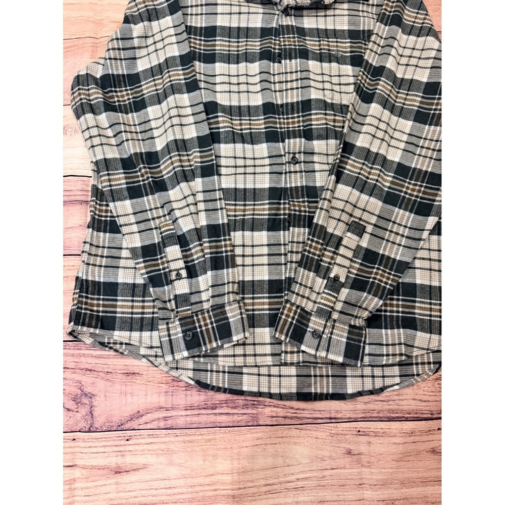 Eddie Bauer Mens 2XL Field Flannel Flex 2.0 Shirt Black White Tan Plaid 13501912 - Picture 3 of 8